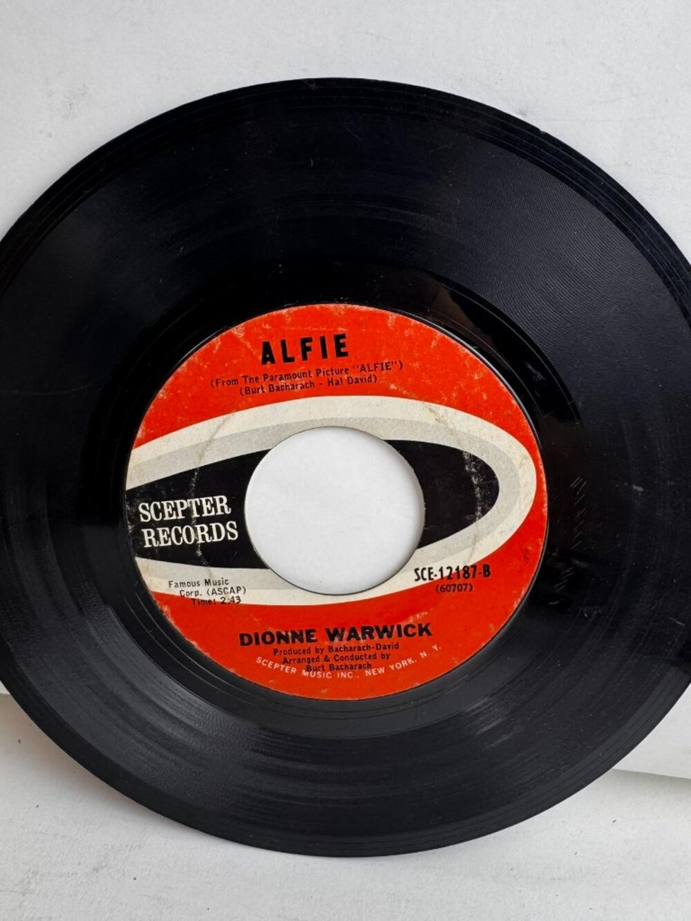 Dionne Warwick Alfie / The Beginning of Loneliness 7" 45 RPM Scepter SCE-12187